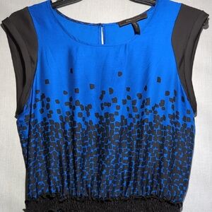 BCBG Max Azria Lina Black‎ Blue Sleeveless Lined Mini Dress Size Large